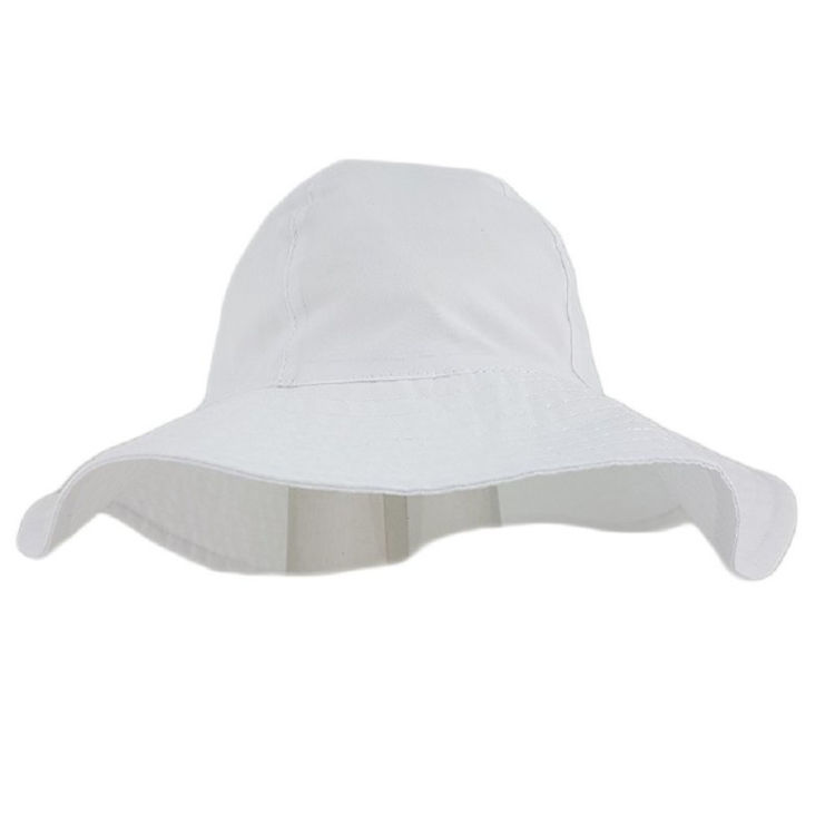 Picture of 0266-WHITE: BABY PLAIN WHITE WIDE BRIM HAT (0-12 MONTHS)
